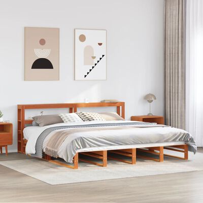 vidaXL Giroletto con Testiera Marrone Cera 200x200 cm Massello Pino