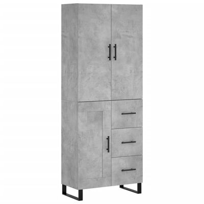 vidaXL Credenza Grigio Cemento 69,5x34x180 cm in Legno Multistrato