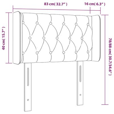 vidaXL Testiera ad Orecchio Grigio Scuro 83x16x78/88 cm in Velluto