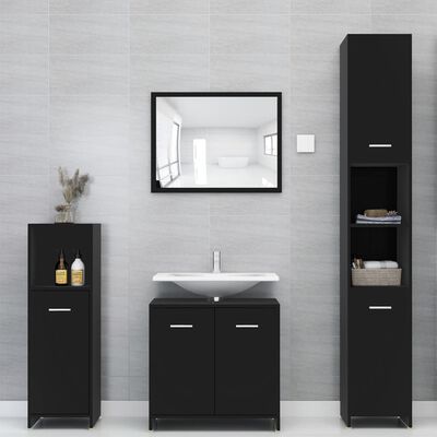 vidaXL Set Mobili da Bagno 4 pz Nero in Truciolato