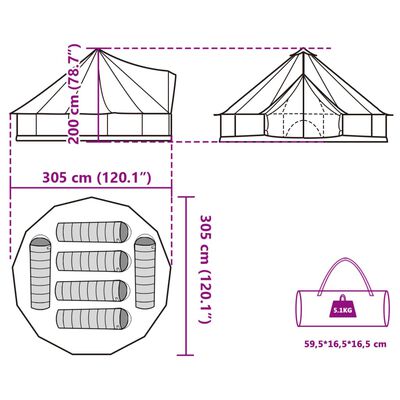 vidaXL Tenda Familiare Tipi 6 Persone Grigia e Arancione Impermeabile