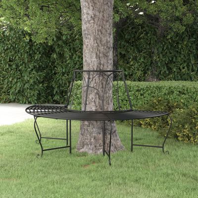 vidaXL Panchina per Albero Semi Circolare Ø159 cm Nera in Acciaio