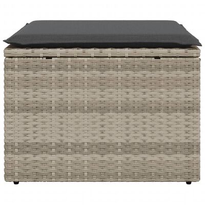 vidaXL Sgabello Giardino e Cuscino Grigio Chiaro 55x55x37cm Polyrattan