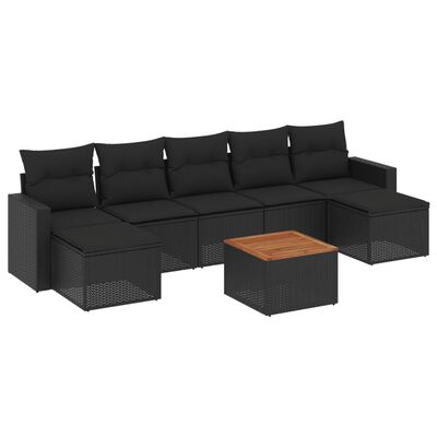 vidaXL Set Divani da Giardino con Cuscini 8 pz Nero in Polyrattan