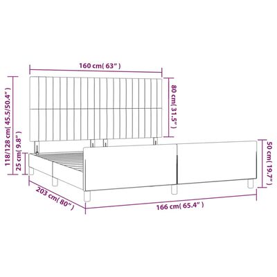 vidaXL Giroletto senza Materasso Blu Scuro 160x200 cm in Velluto