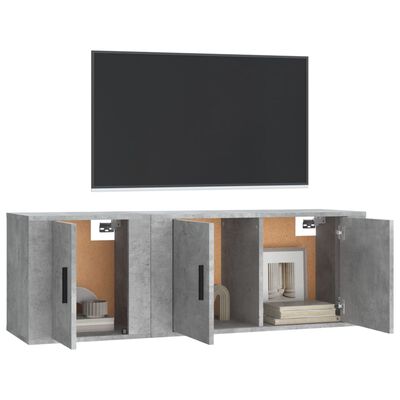 vidaXL Set di Mobili Porta TV 2 pz Grigio Cemento in Legno Multistrato