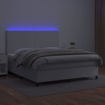 vidaXL Giroletto Molle con Materasso e LED Bianco 180x200cm Similpelle