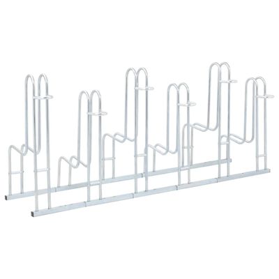 vidaXL Supporto per 6 Bici da Pavimento Autoportante Acciaio Zincato