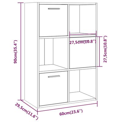 vidaXL Mobile Contenitore Grigio Sonoma 60x29,5x90 cm