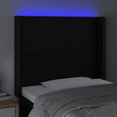 vidaXL Testiera a LED Nera 83x16x118/128 cm in Similpelle