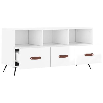 vidaXL Mobile Porta TV Bianco Lucido 102x36x50 cm in Legno Multistrato