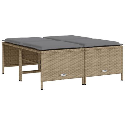 vidaXL Sgabelli da Giardino con Cuscini 4 pz Beige in Polyrattan