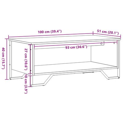 vidaXL Tavolino da Salotto Grigio Sonoma 100x51x40cm Legno Multistrato