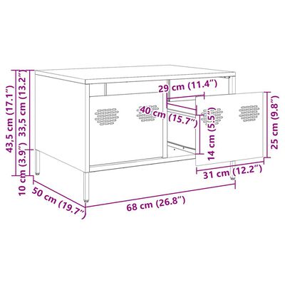 vidaXL Mobile TV Bianco 68x50x43,5 cm in Acciaio Laminato a Freddo