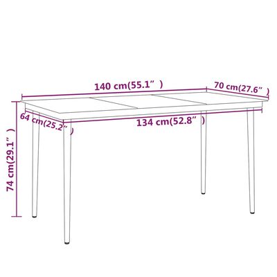 vidaXL Set da Pranzo da Giardino 5 pz Nero