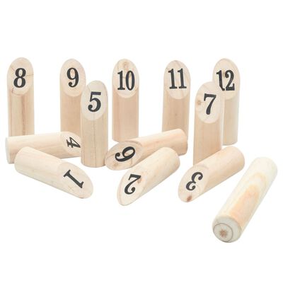 vidaXL Set Gioco Kubb Numerici 13pz con Custodia Legno Massello Pino