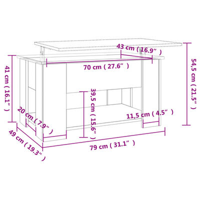 vidaXL Tavolino da Salotto Grigio Sonoma 79x49x41 cm Legno Multistrato