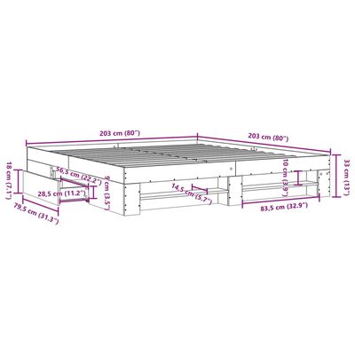 vidaXL Giroletto Bianco 200x200 cm in Legno Multistrato