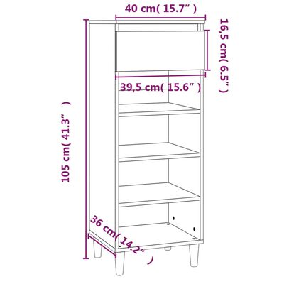 vidaXL Scarpiera Bianco Lucido 40x36x105 cm in Legno Multistrato