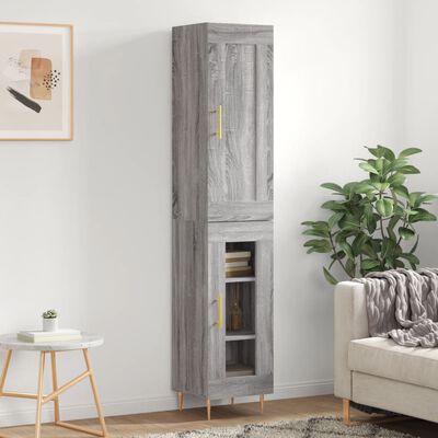 vidaXL Credenza Grigio Sonoma 34,5x34x180 cm in Legno Multistrato