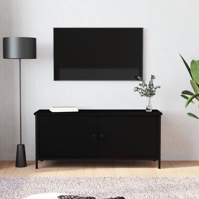 vidaXL Mobile Porta TV con Ante Nero 102x35x45 cm in Legno Multistrato