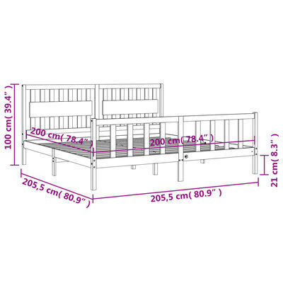 vidaXL Giroletto con Testiera 200x200 cm in Legno Massello