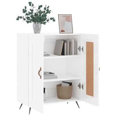 vidaXL Credenza 69,5x34x90 cm in Legno Multistrato Bianco Lucido