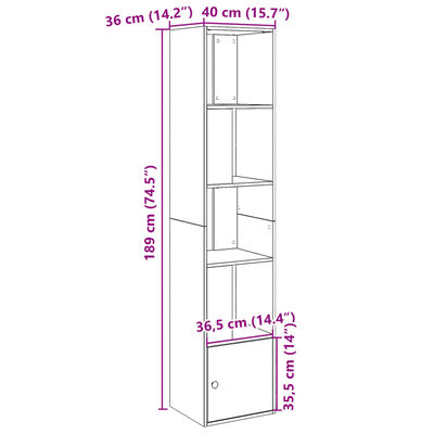 vidaXL Libreria Rovere Fumo 40x36x189 cm in Legno Multistrato