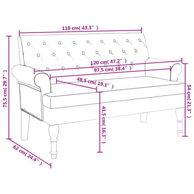 vidaXL Panca con Schienale Verde Scuro 120x62x75,5 cm in Tessuto