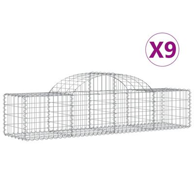 vidaXL Cesti Gabbioni ad Arco 9 pz 200x50x40/60 cm Ferro Zincato