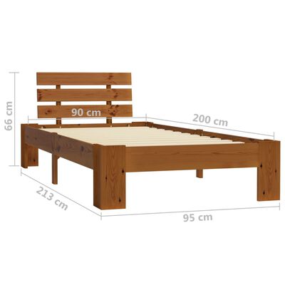 vidaXL Giroletto Marrone Ambrato in Legno Massello di Pino 90x200 cm