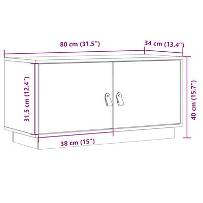 vidaXL Mobile Porta TV Grigio 80x34x40 cm in Legno Massello di Pino