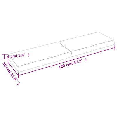 vidaXL Ripiano Marrone Scuro 120x30x(2-6) cm Massello Rovere Trattato