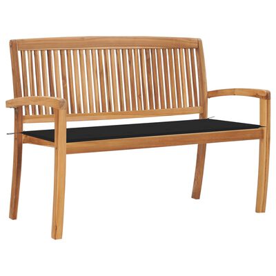 vidaXL Panchina da Giardino Impilabile e Cuscino 128,5cm Teak Massello