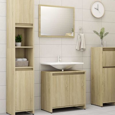 vidaXL Set Mobili da Bagno 3 pz Rovere Sonoma in Truciolato