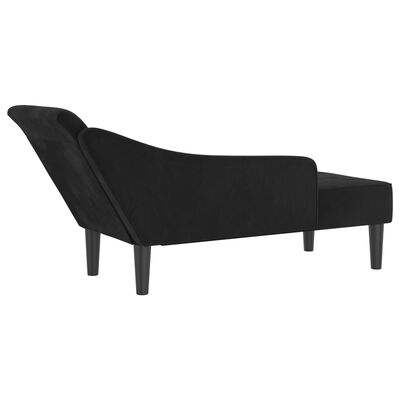 vidaXL Chaise Lounge con Cuscini Nero in Velluto