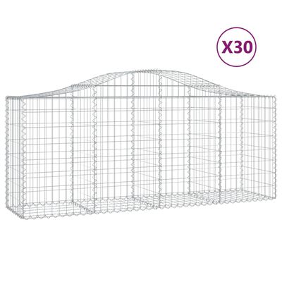 vidaXL Cesti Gabbioni ad Arco 30 pz 200x50x80/100 cm Ferro Zincato