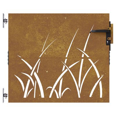 vidaXL Cancello da Giardino 85x75 cm in Acciaio Corten Design Erba