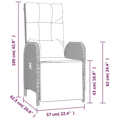 vidaXL Set da Pranzo da Giardino 5 pz con Cuscini in Polyrattan Grigio