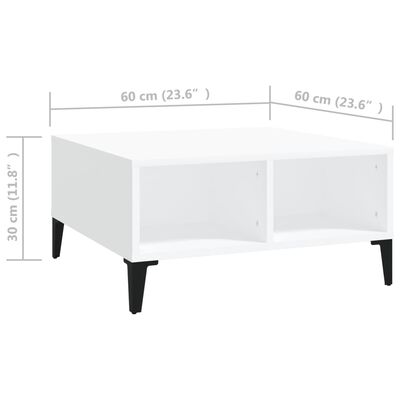 vidaXL Tavolino da Salotto Bianco 60x60x30 cm in Legno Multistrato