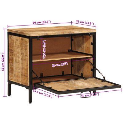 vidaXL Scarpiera 60x35x53 cm in Legno Massello di Mango Grezzo