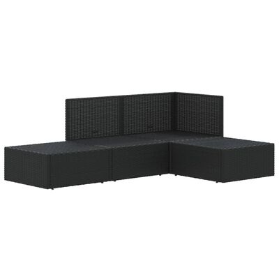 vidaXL Set Divani da Giardino 4 pz con Cuscini Nero in Polyrattan