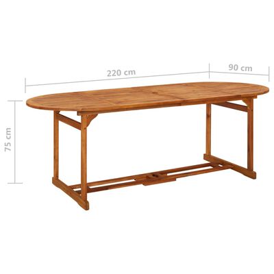 vidaXL Set da Pranzo da Giardino 11 pz 220x90x75 cm Massello di Acacia