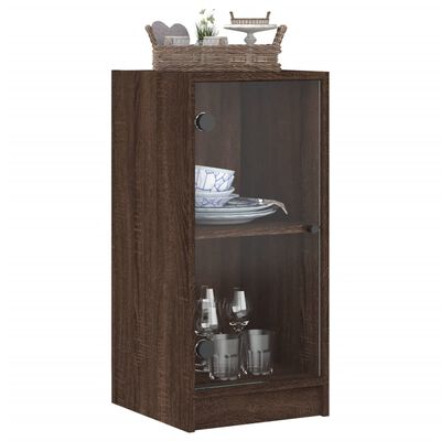 vidaXL Mobile con Ante in Vetro Rovere Marrone 35x37x75,5 cm