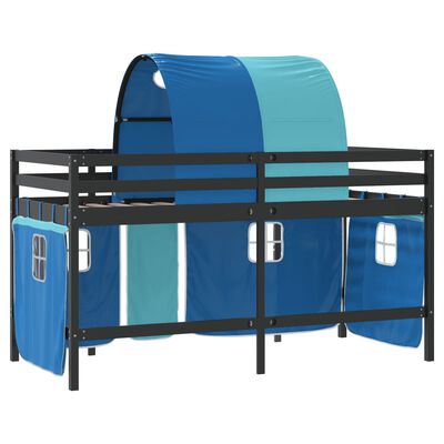 vidaXL Letto a Soppalco con Tunnel Bambini Blu 90x200cm Massello Pino