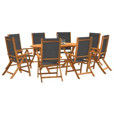 vidaXL Set Pranzo da Giardino 9pz Legno Massello di Acacia e Textilene