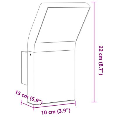 vidaXL Applique per Esterni con LED Nera in Alluminio Pressofuso