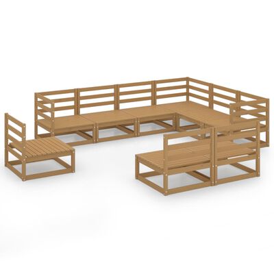 vidaXL Set Salotto da Giardino 9pz Marrone Ambra Legno Massello Pino