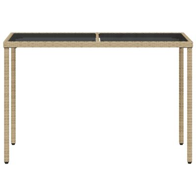 vidaXL Tavolo da Giardino con Piano Vetro Beige 115x54x74cm Polyrattan