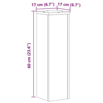 vidaXL Supporti per Piante 2 pz Neri 17x17x60 cm Legno Multistrato